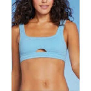 Xhileration light blue ribbed bikini top xl